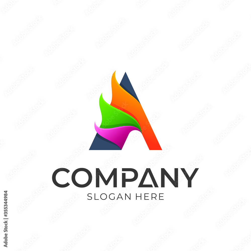 Vector logo of abstract initial letter a. Modern colorful style. Logo template ready for use. Vector logo of abstract initial letter a. Modern colorful style. Logo template ready for use.