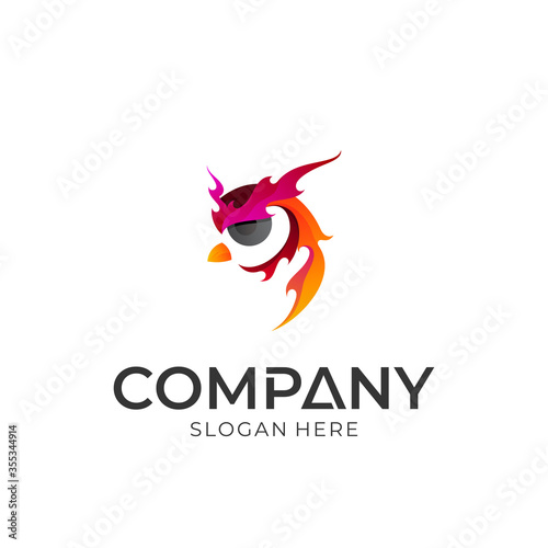 Vector logo of fire owl. Modern style. Logo template ready for use.