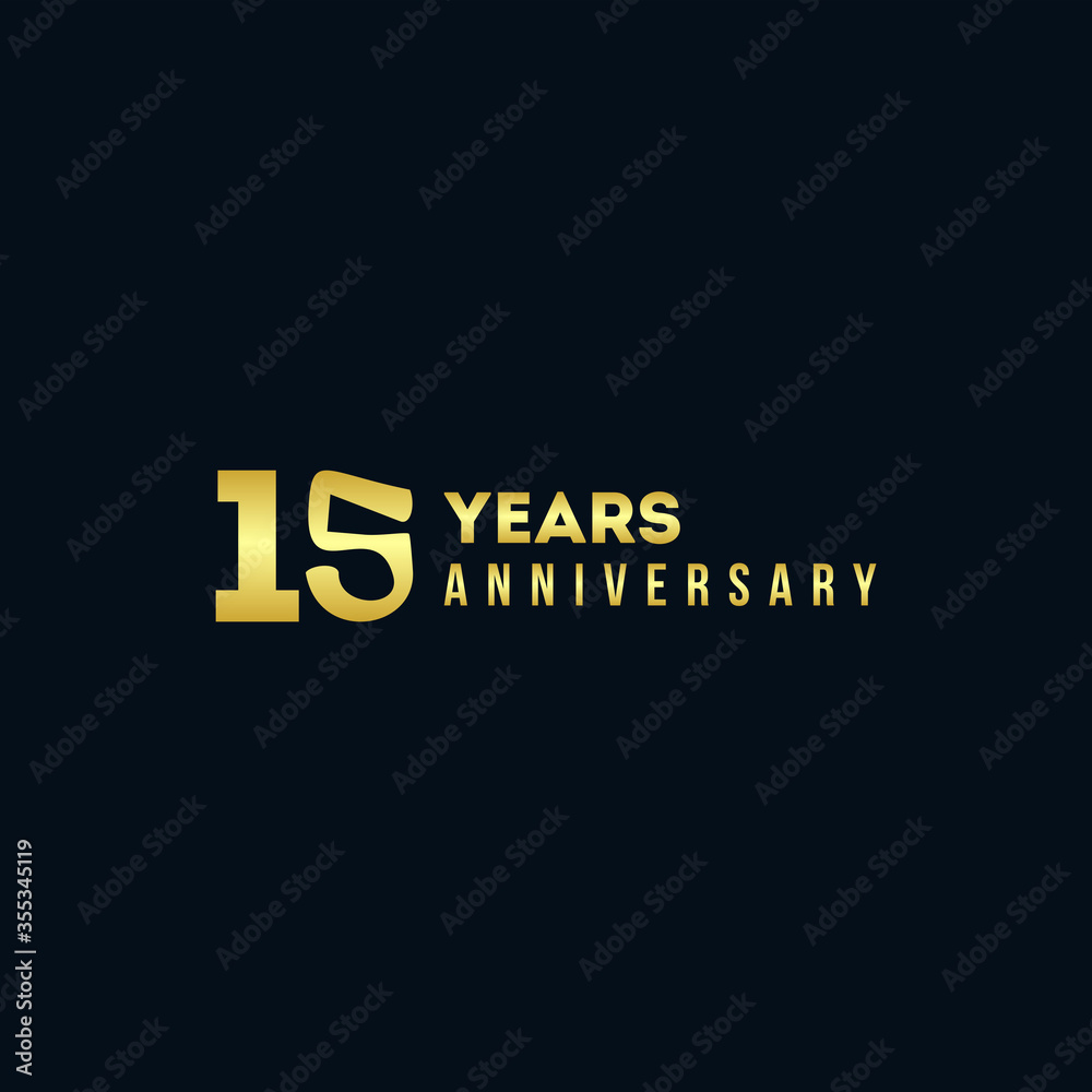 15 Years Anniversary Gold Number Vector Design