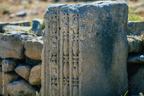 View of the archaeological remains of the temple of Amathous, a great site dedicated to Aphrodite in Cyprus island photo