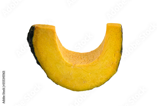 slice of yellow pumpkin isolated on white background