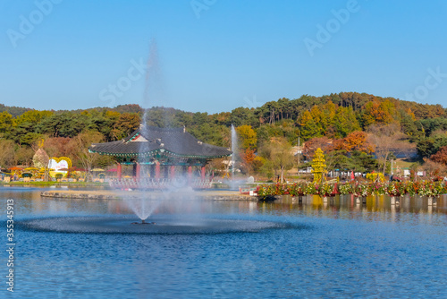 Pavilion at Gungnamji pond in Buyeo, Republic of Korea photo