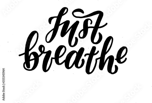 Vector lettering yoga just breathe
