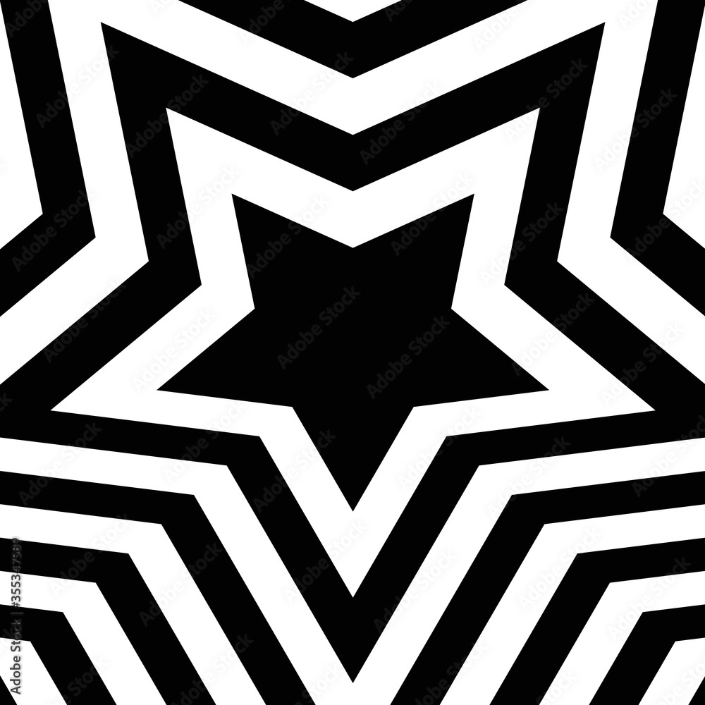 Abstract optical illusion background with a star. Black and white. Vector. Abstract optical illusion background with a star. Black and white. Vector.