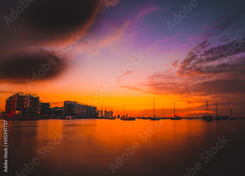 sunset over the sea beautiful orange miami florida usa 