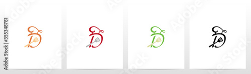 Chef Hat And Spatula On Letter Logo Design D