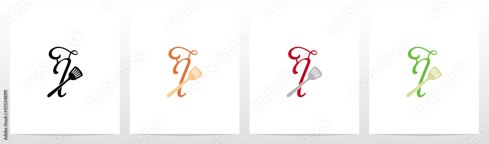 Chef Hat And Spatula On Letter Logo Design I Chef Hat And Spatula On Letter Logo Design I