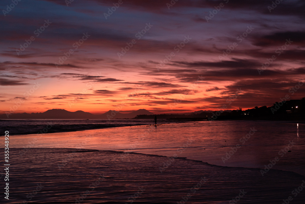 Tropical sea sunset. Sky background