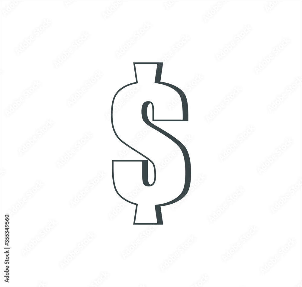 Flat dollar icon on white background Flat dollar icon on white background