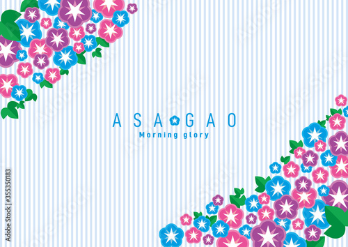 アサガオ　背景イラスト　morning glory background 02