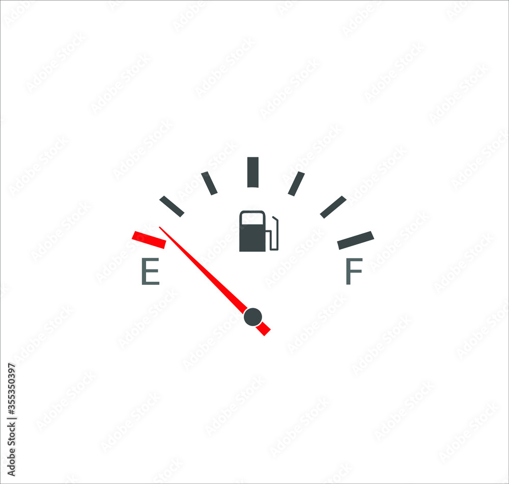 Empty Fuel tank indicator. Empty fuel meter, Vector on white background Empty Fuel tank indicator. Empty fuel meter, Vector on white background