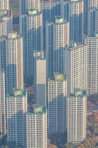 Photography Skyline of residential buildings at Jamsil and Sincheondong districts in Seoul,
