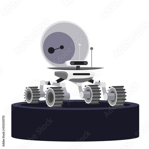 Podium with mars rover isolated object