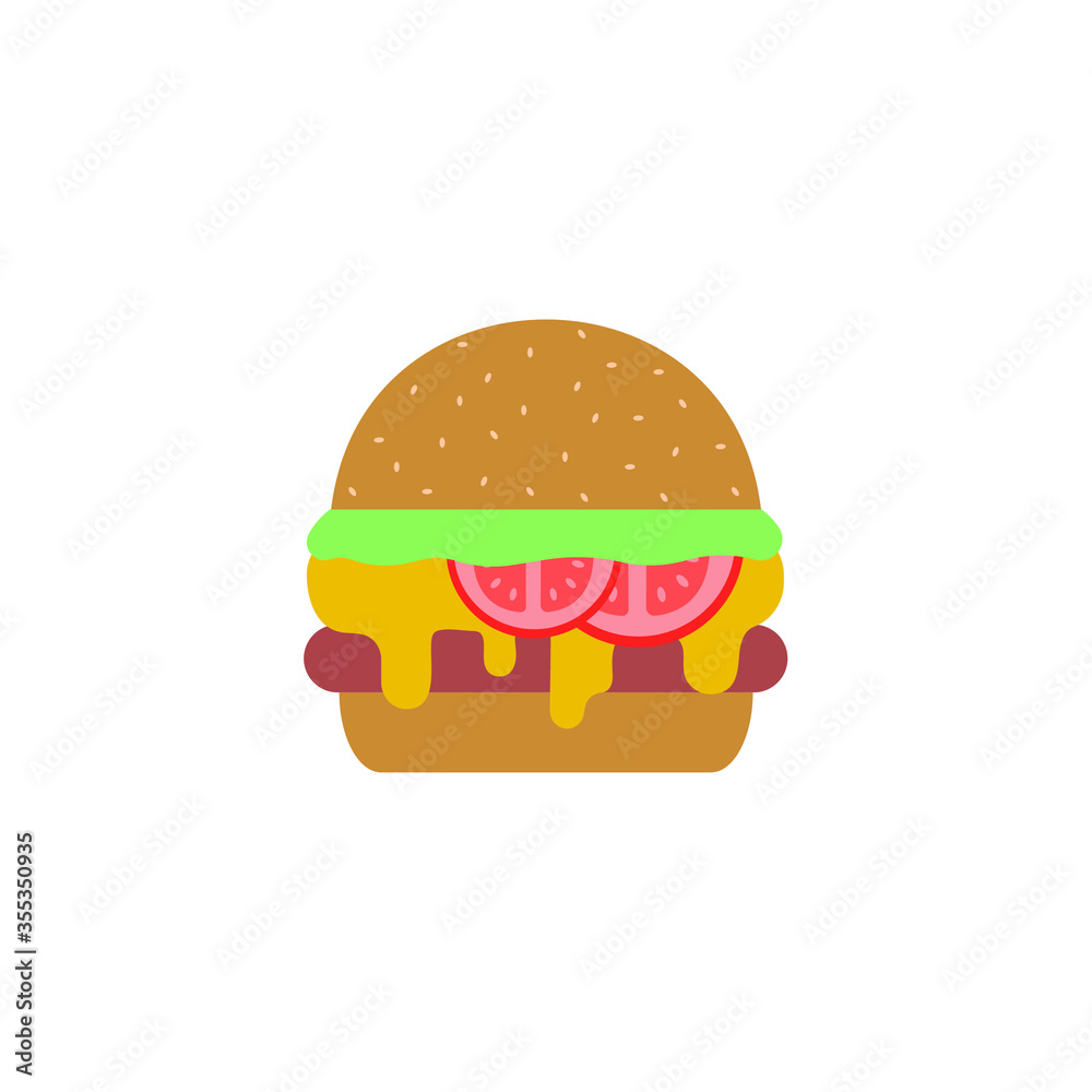 Hamburger on a white background. Vector illustration, flat design. Hamburger on a white background. Vector illustration, flat design.