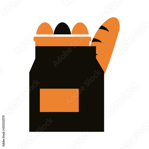 groceries in paper bag delivery service silhouette style