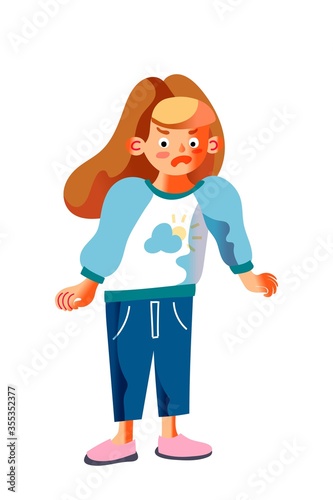 Vector screaming girl isolated on white background
