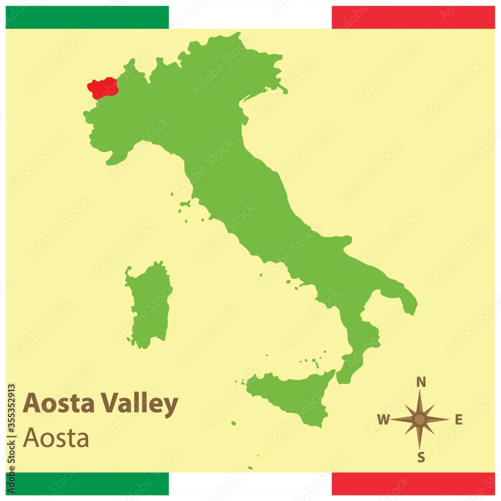 Obraz premium aosta valley on italy map