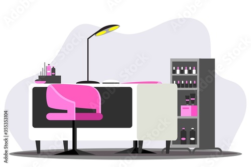 Vector flat illustration of beauty salon furniture