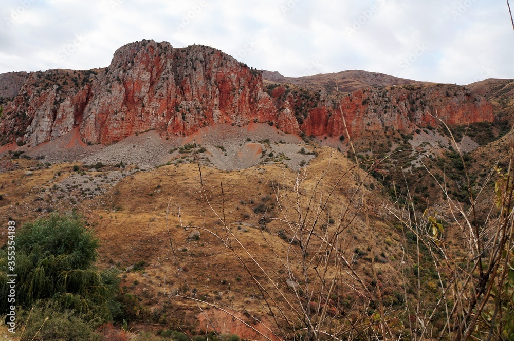 
Red stone mountains in Armenia.