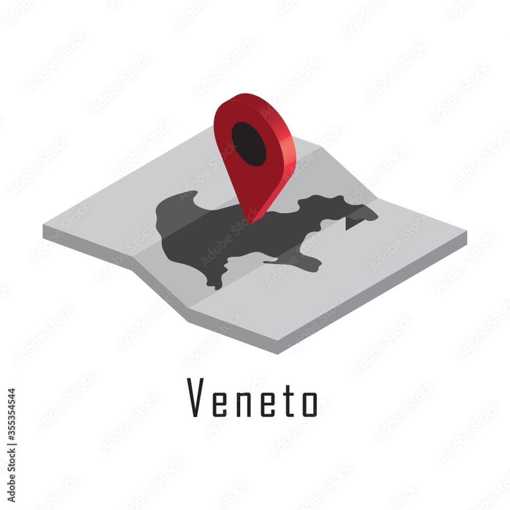 veneto map with map pointer