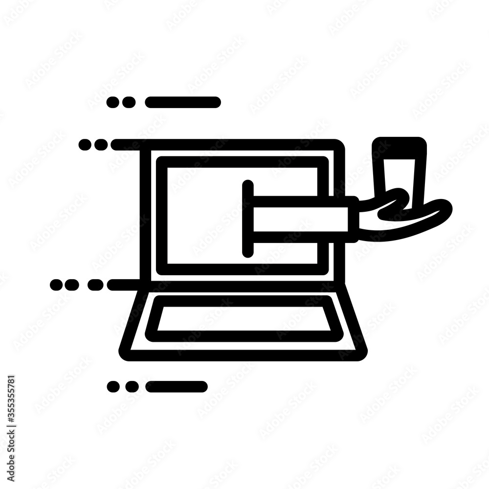laptop with delivery service line style icon laptop with delivery service line style icon