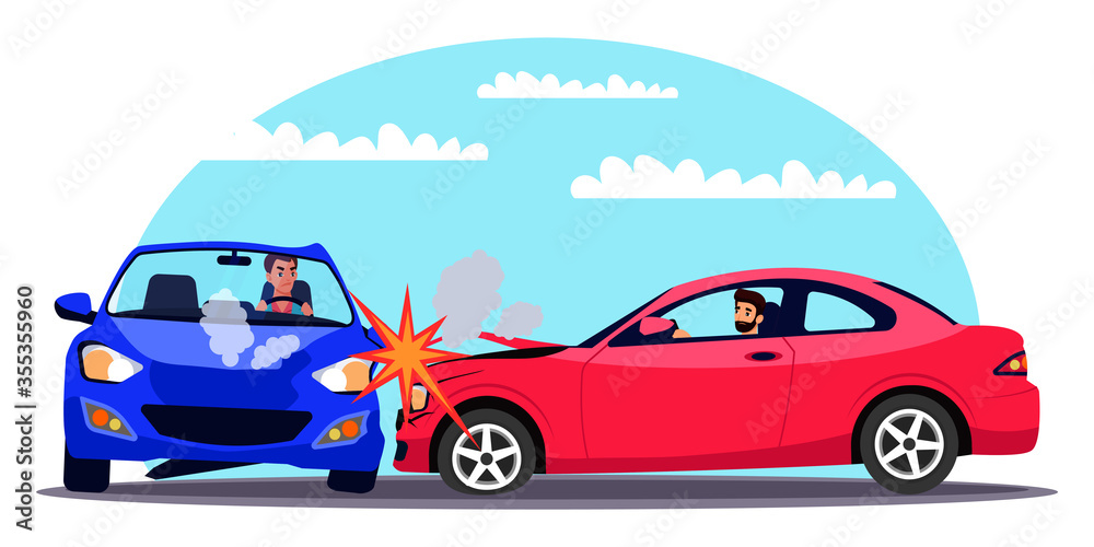 Vector character illustration traffic accident