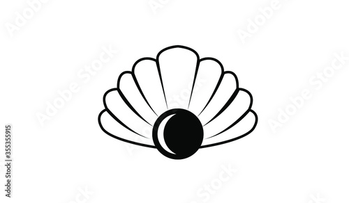 abstract simple pearl gem silhouette black logo icon design