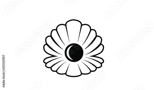 abstract simple pearl gem silhouette black logo icon design