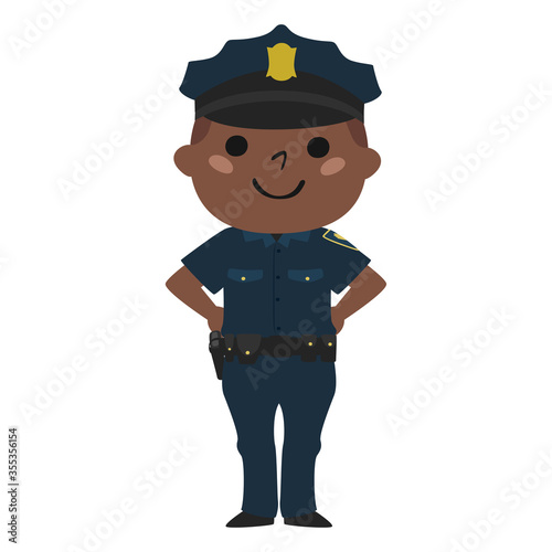 笑顔の男性警察官のイラスト。