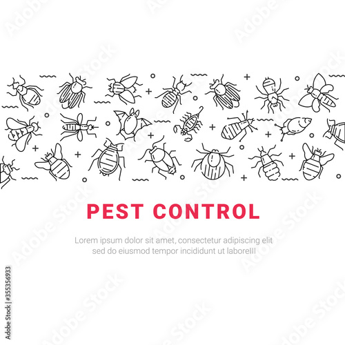 Pest control icon set in linear style.