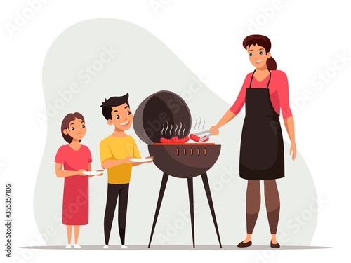Vector character illustration barbecue scene