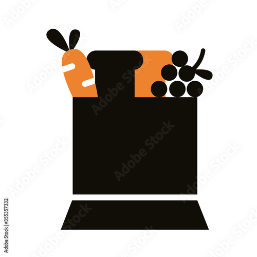 groceries in paper bag delivery service silhouette style