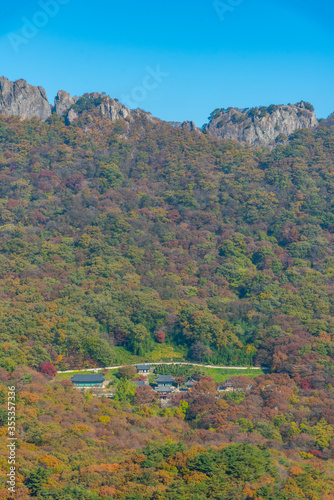 Aerial view of byeongnyeonam temple and Naejangsan national park in republic of Korea photo