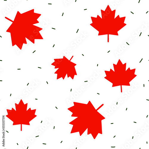 Seamless pattern of Maple leaves. Vector illustration on the theme of Canada Day on June 1.  © Dalia