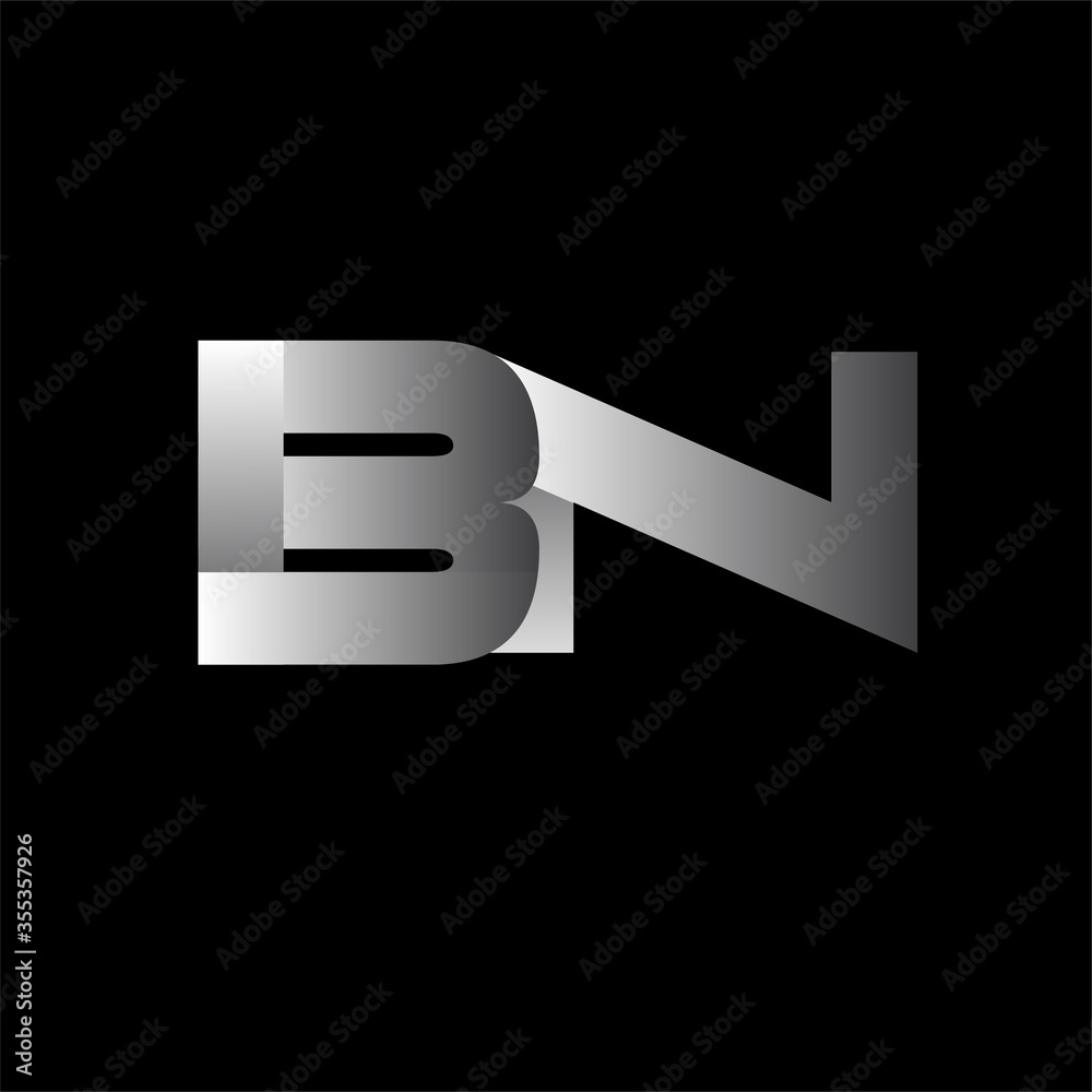 Initial letter BN uppercase modern and simple logo linked white colored, isolated in black background. Vector design template elements for company identity. Initial letter BN uppercase modern and simple logo linked white colored, isolated in black background. Vector design template elements for company identity.