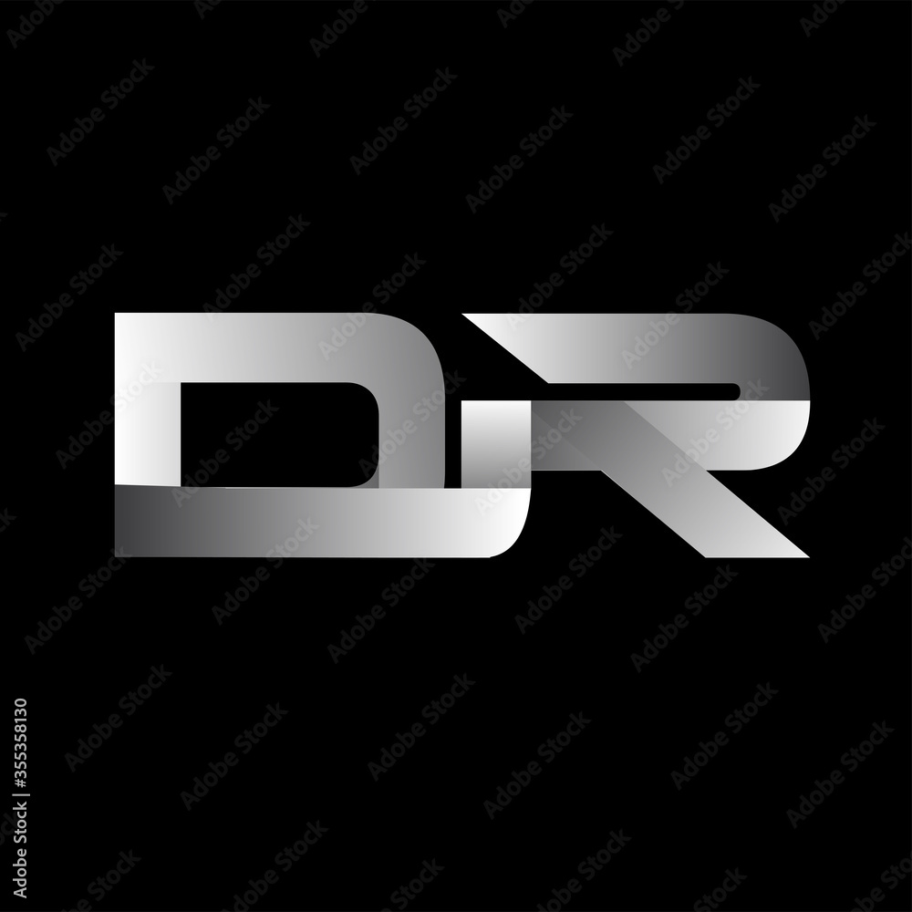 Initial letter DR uppercase modern and simple logo linked white colored, isolated in black background. Vector design template elements for company identity. Initial letter DR uppercase modern and simple logo linked white colored, isolated in black background. Vector design template elements for company identity.