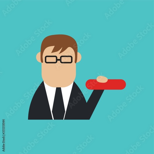 businessman with minus sign