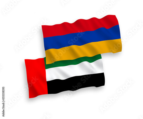 Flags of Armenia and United Arab Emirates on a white background