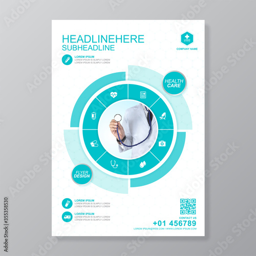 Corporate healthcare and medical cove a4 flyer design template for print