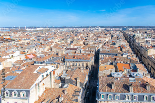 Bordeaux, aerial view, typical tiles roofs in the center