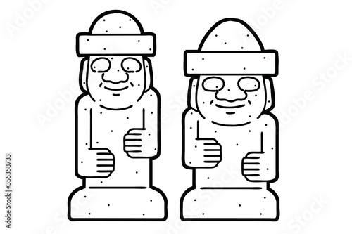 Vector illustrations set of Dol hareubang. Dol hareubang is stone statue of Jeju Island and a representative landmark of Jeju Island. photo