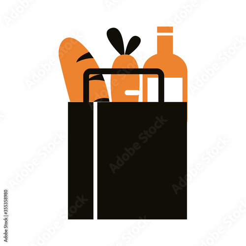 groceries in paper bag delivery service silhouette style