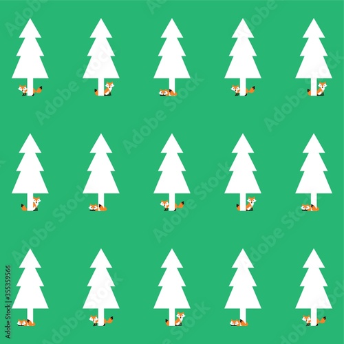 fox with pine tree background