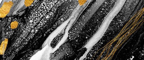 Luxurious ink bouquet nature. Art&Gold. Very beautiful transparent creativity. Abstract artwork. Ink colors are amazingly bright, luminous, translucent, free-flowing. Masterpiece of designing art.