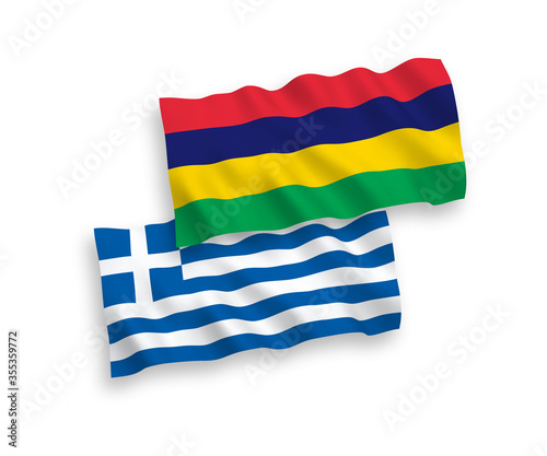 Flags of Greece and Mauritius on a white background Free Download Flags of Greece and Mauritius on a white background - GFXLoad