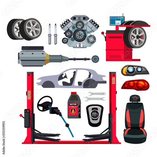 Car part, equipment for repair and diagnostic set