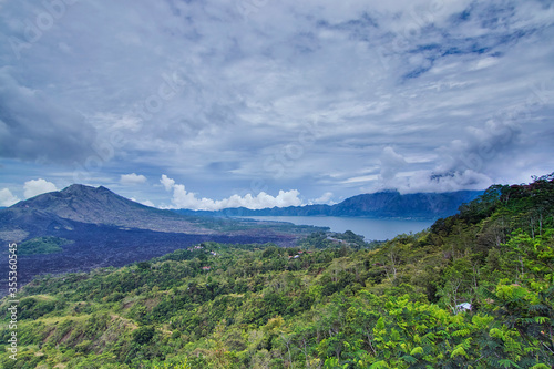 Wide nature shot of Mount Batur which is also one of volcano in Bali, Indonesia.