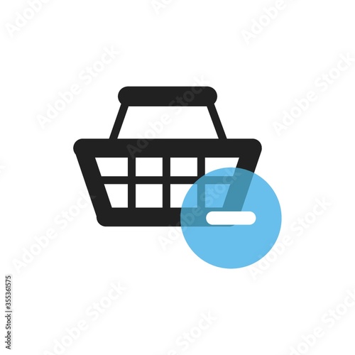 shopping basket with minus symbol