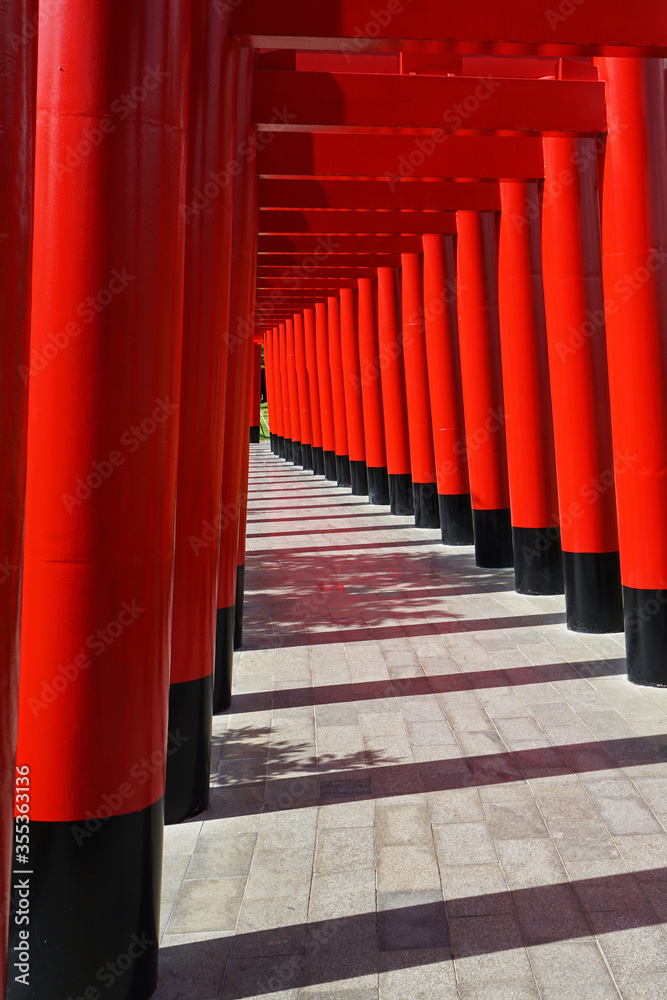 Traditional Japanese Shinto Torii gate, the iconically Japanese