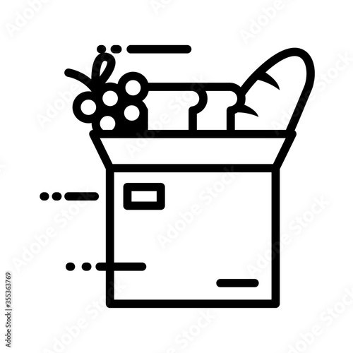 box carton with groceries delivery service line style
